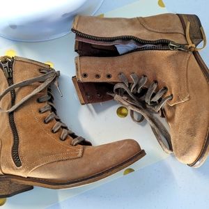 MTNG Tan Leather Suede combat style boots 9